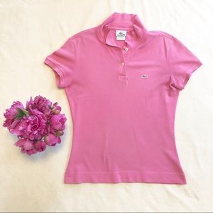 Lacoste polo pique pink 2-button size 40